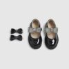 Mini Girls Black Bow Straps Mary Jane Shoes