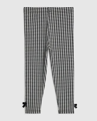 Mini Girls Black Dogtooth Leggings