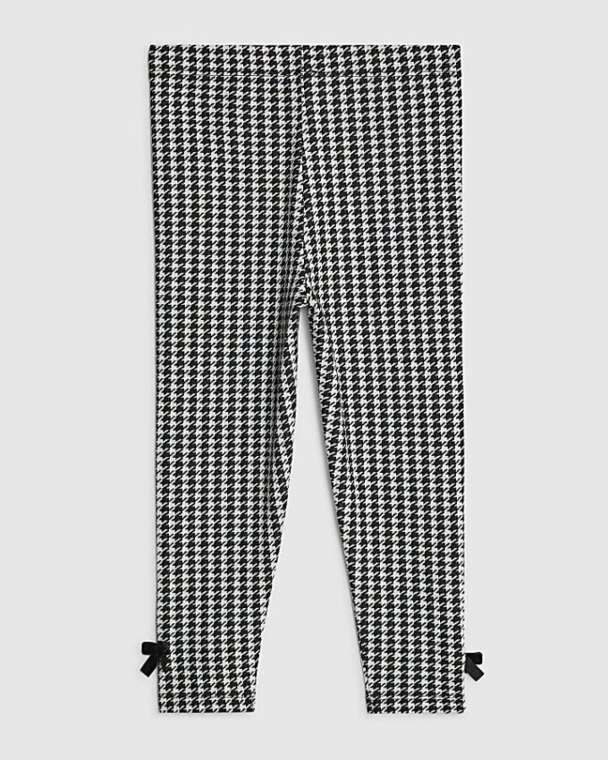 Mini Girls Black Dogtooth Leggings