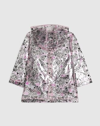 Mini Girls Black Graffiti Print Raincoat