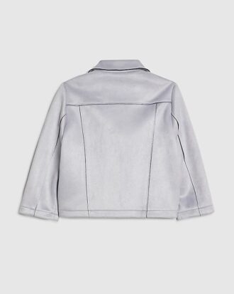 Mini Girls Blue Faux Suede Biker Jacket