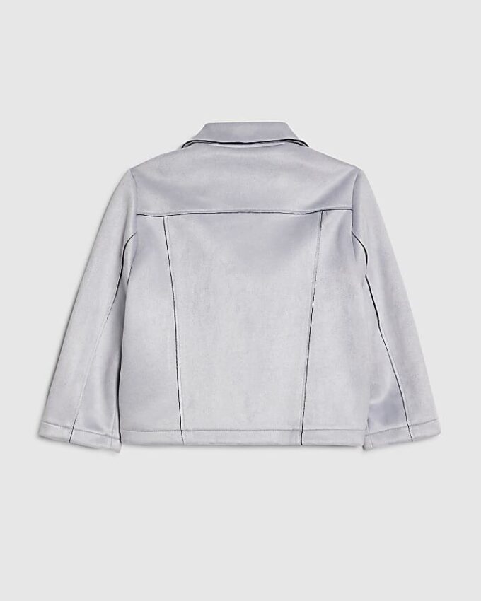 Mini Girls Blue Faux Suede Biker Jacket