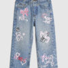Mini Girls Blue Love Graffiti Straight Jeans