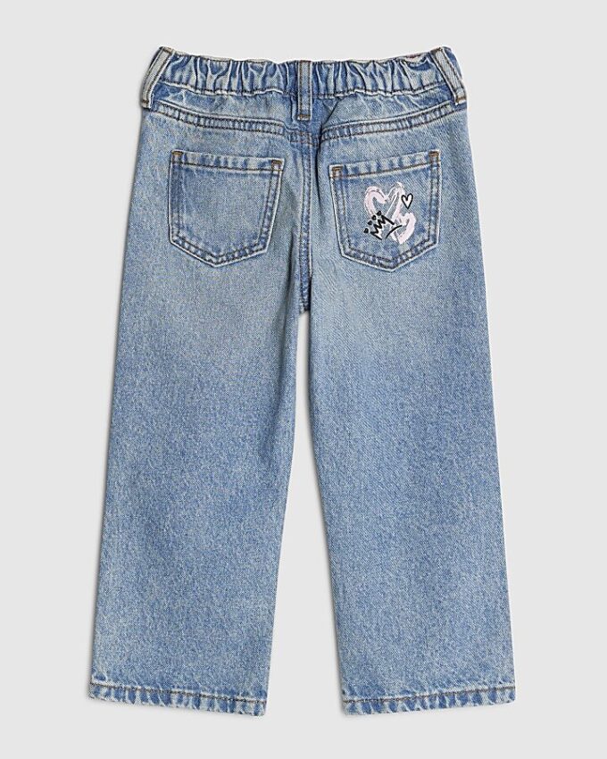 Mini Girls Blue Love Graffiti Straight Jeans