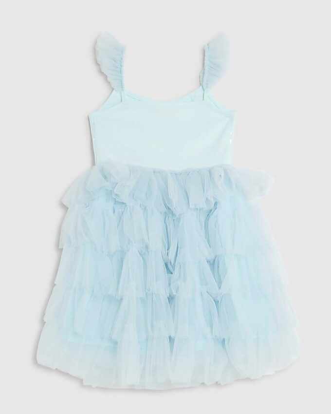 Mini Girls Blue Sequin Tulle Dress