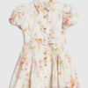 Mini Girls Cream Floral Print Prom Dress
