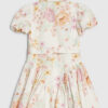 Mini Girls Cream Floral Print Prom Dress