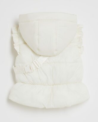 Mini Girls Cream Frilled Gilet With Bag