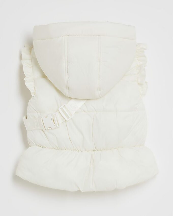 Mini Girls Cream Frilled Gilet With Bag