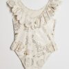 Mini Girls Cream Gold Foil Shell Swimsuit