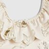 Mini Girls Cream Gold Foil Shell Swimsuit