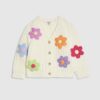 Mini Girls Cream Knitted Flowear Cardigan