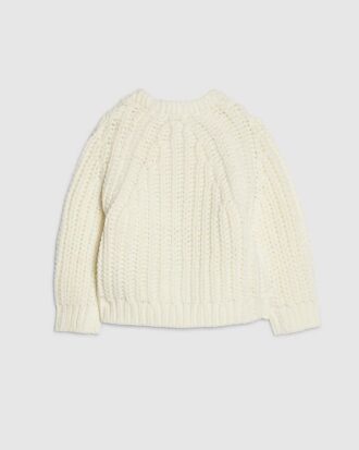 Mini Girls Cream Knitted Flowear Cardigan