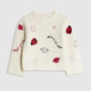 Mini Girls Cream Ladybird Lips Jumper