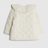 Mini Girls Cream Quilted Collar Jacket