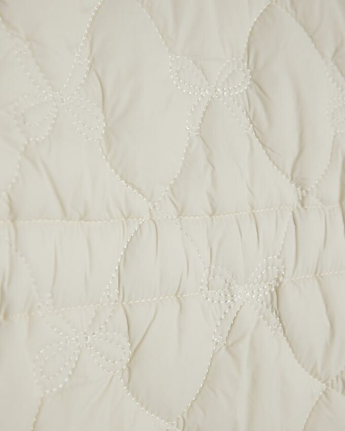 Mini Girls Cream Quilted Collar Jacket