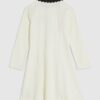 Mini Girls Cream Ribbed Zip Polo Dress