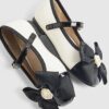 Mini Girls Cream Rose Bow Ballerina Pumps