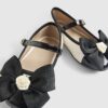 Mini Girls Cream Rose Bow Ballerina Pumps