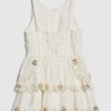 Mini Girls Cream Scalloped Beach Dress