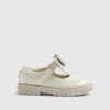 Mini Girls Cream T-Bar Bow Mary Jane Shoes