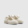 Mini Girls Cream T-Bar Bow Mary Jane Shoes