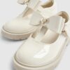 Mini Girls Cream T-Bar Bow Mary Jane Shoes