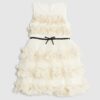 Mini Girls Cream Tiered Tulle Dress