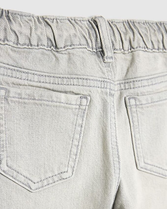 Mini Girls Grey Pull On Stripe Wide Leg Jeans
