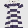 Mini Girls Navy Stripe Bow Polo Dress