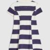 Mini Girls Navy Stripe Bow Polo Dress