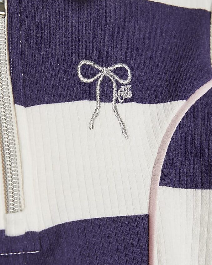 Mini Girls Navy Stripe Bow Polo Dress