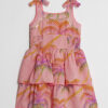 Mini Girls Orange Palm Print Dress