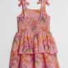Mini Girls Orange Palm Print Dress