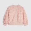 Mini Girls Pink 3D Floral Bomber Jacket