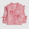 Mini Girls Pink 3D Heart Bows Cardigan