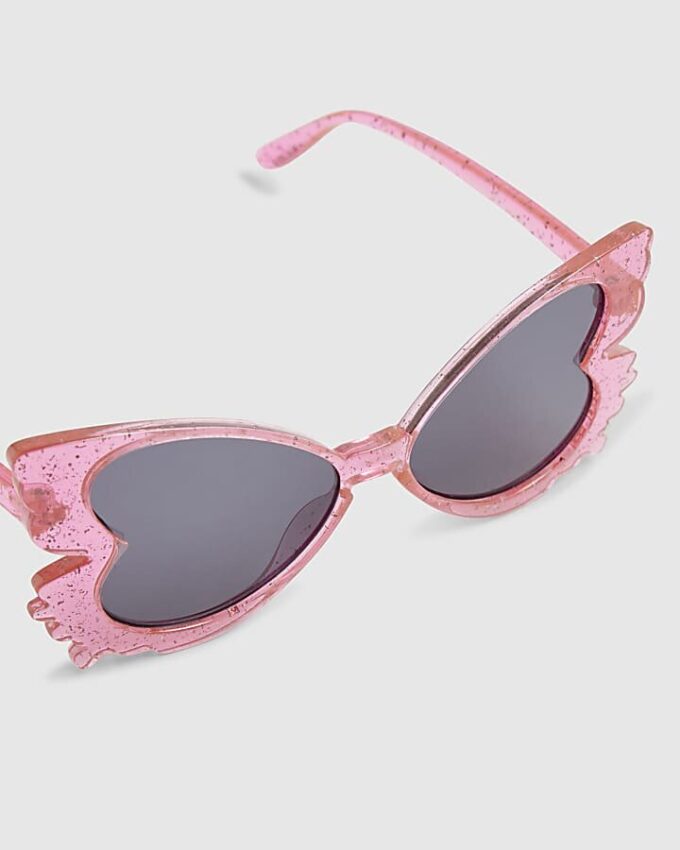 Mini Girls Pink Confetti Butterfly Sunglasses