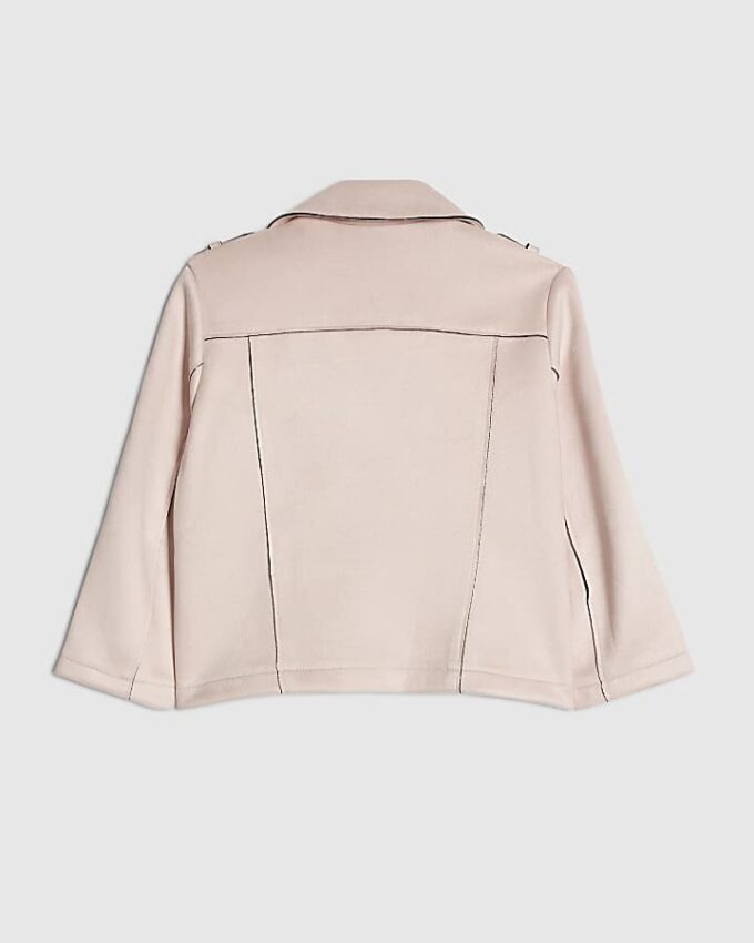 Mini Girls Pink Faux Suede Biker Jacket