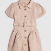 Mini Girls Pink Faux Suedette Prom Dress