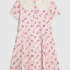 Mini Girls Pink Floral Collar Dress