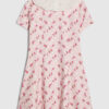 Mini Girls Pink Floral Collar Dress