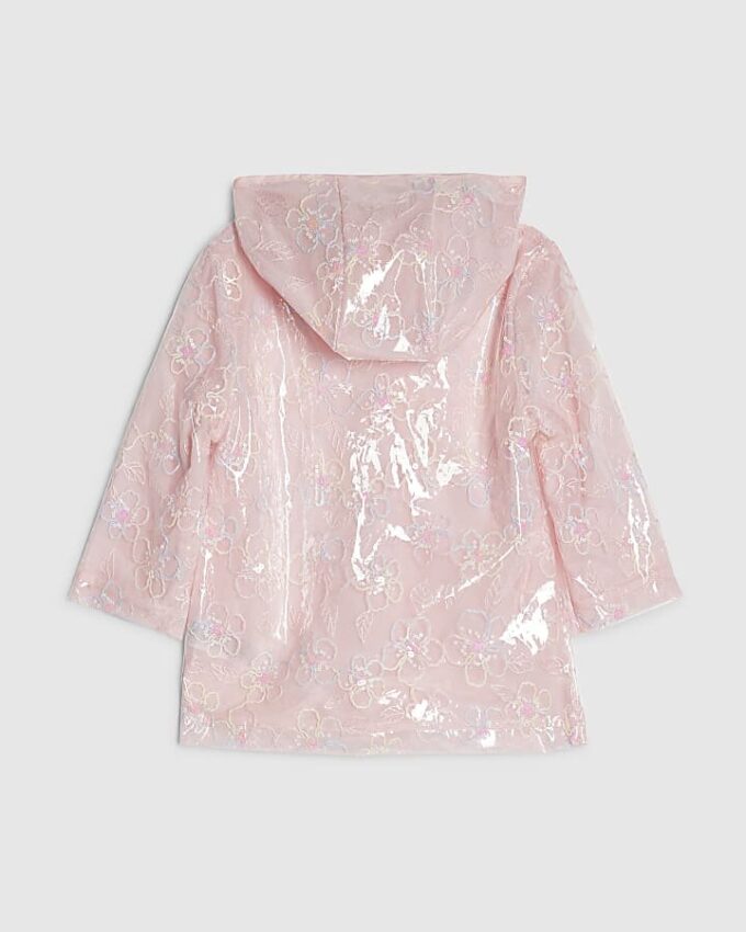 Mini Girls Pink Floral Raincoat