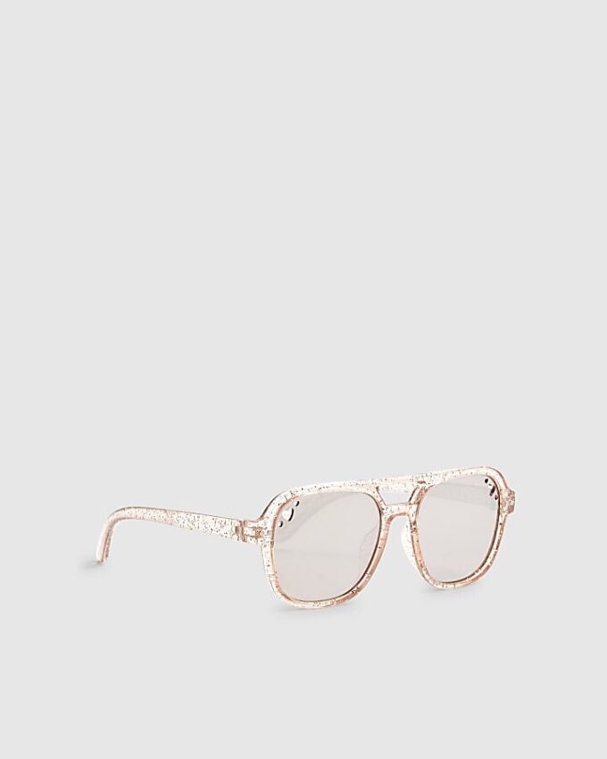 Mini Girls Pink Glitter Aviator Sunglasses