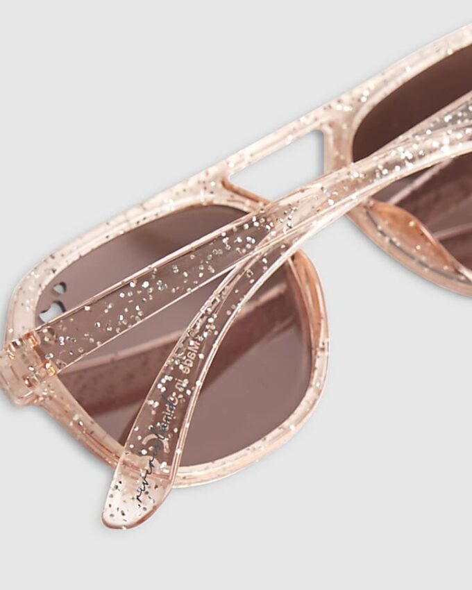 Mini Girls Pink Glitter Aviator Sunglasses