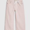 Mini Girls Pink Lace Bow Wide Leg Jeans