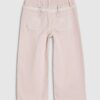Mini Girls Pink Lace Bow Wide Leg Jeans