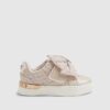 Mini Girls Pink Monogram Velcro Bow Trainers