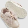 Mini Girls Pink Monogram Velcro Bow Trainers