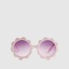Mini Girls Pink Pearlized Flower Sunglasses