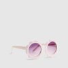 Mini Girls Pink Pearlized Flower Sunglasses